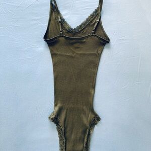 Olive Lace Trim Bodysuit